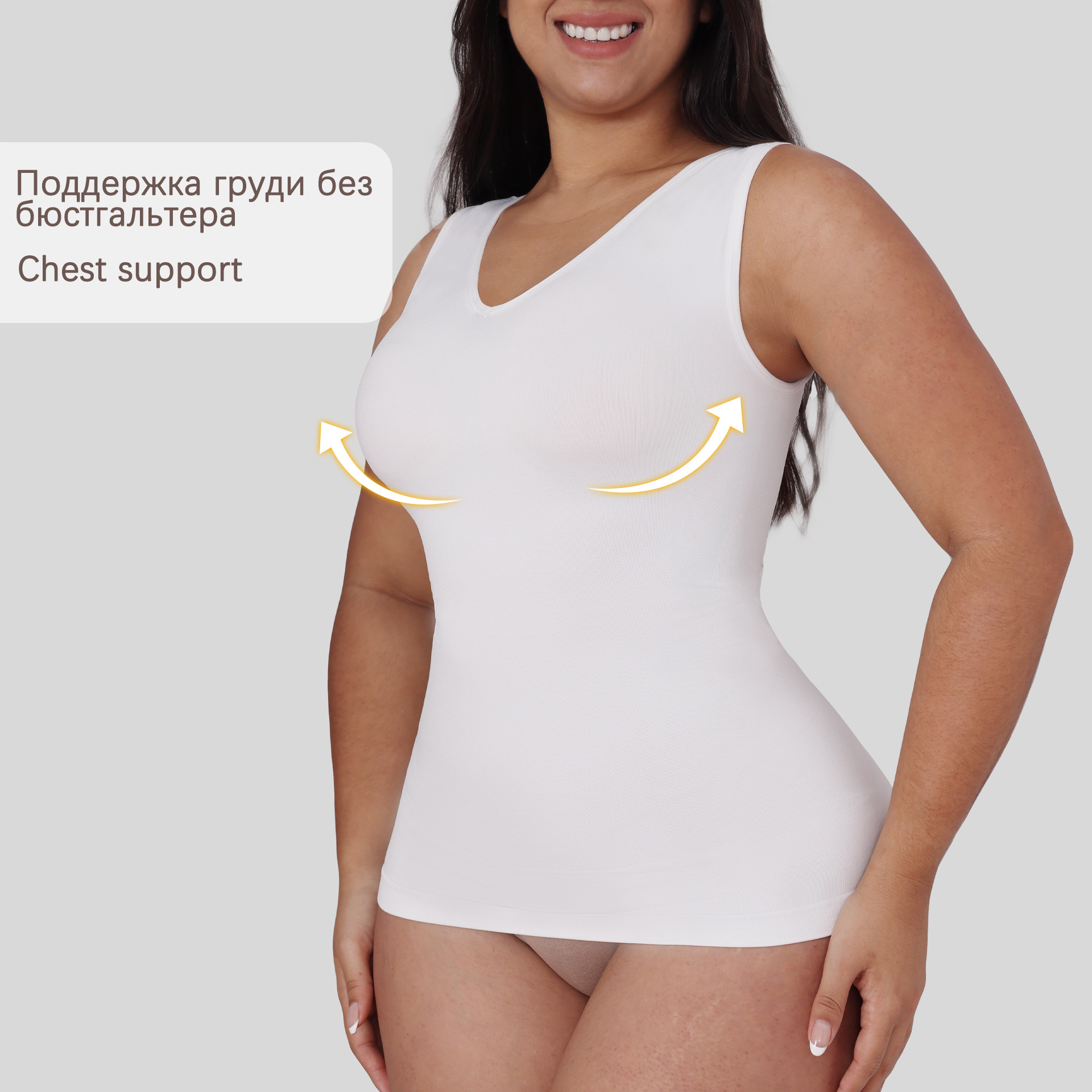 Womens Tummy Control Shaping Tank Top - V-Neck Body Shaper Slimming Underwear